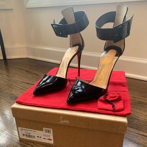 Christian Louboutin Harler 100 Patent Vinyl Shoes in Black 40.5 EU / 10.5 US